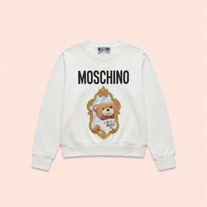 Moschino Teddy Bear White Sweatshirt Women’s Size 4 100% Cotton
